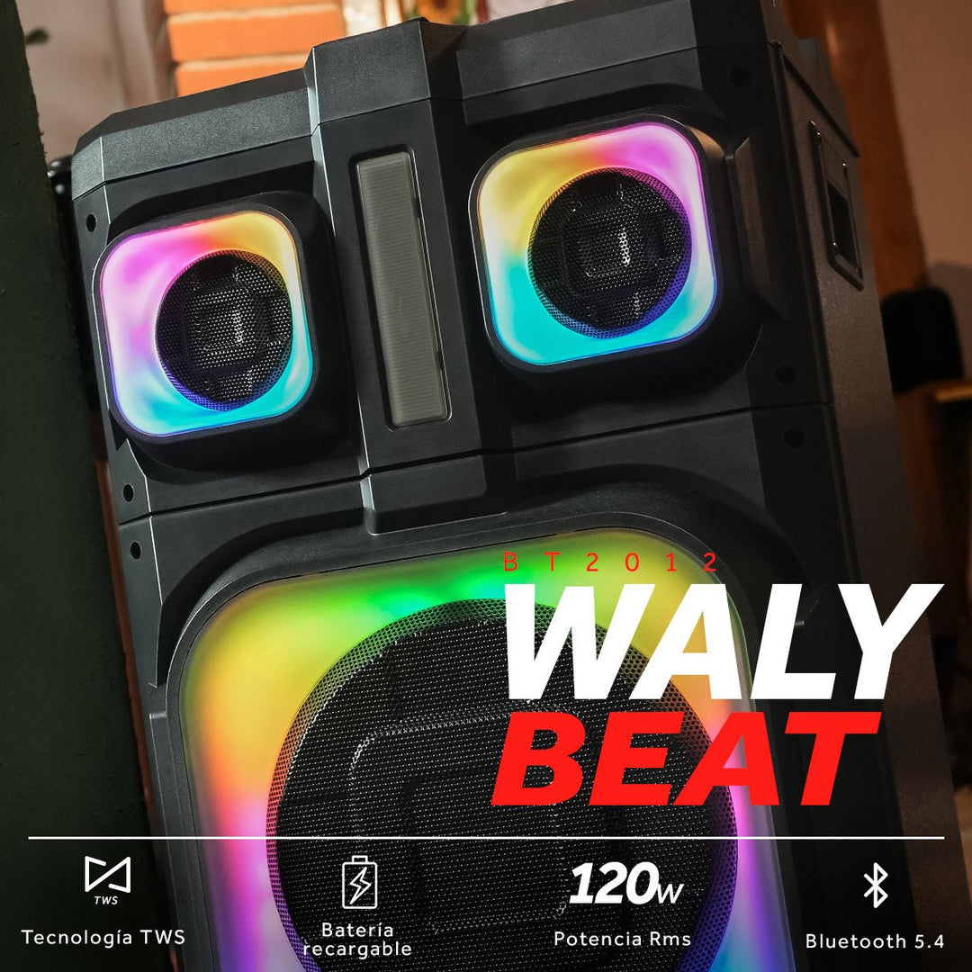 Bafle Select Sound Wally Beat BT2012 120W Bluetooth 5.4 TWS Recargable LED - Selectsound.com.mx