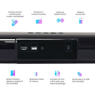 Barra De Sonido Bocina Daewoo Bluetooth Recargable Modelo DW3280 - Selectsound.com.mx