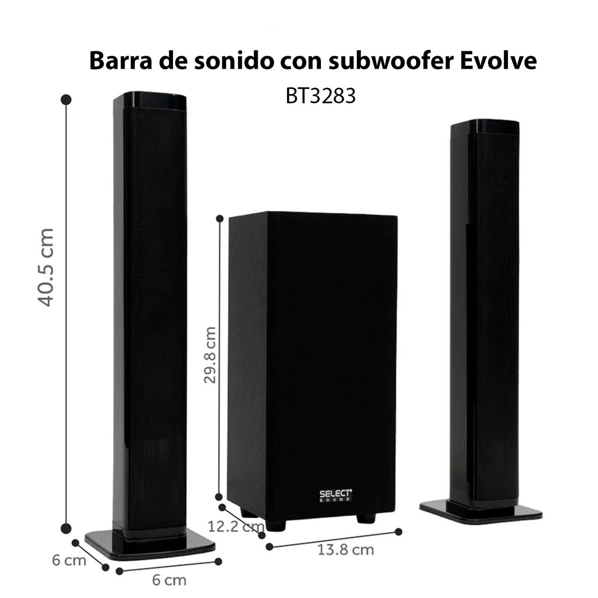Barra De Sonido Subwoofer Teatro En Casa Desmontable Select Sound Evolve Bluetooth Usb 100w Rms Bt3283 - Selectsound.com.mx