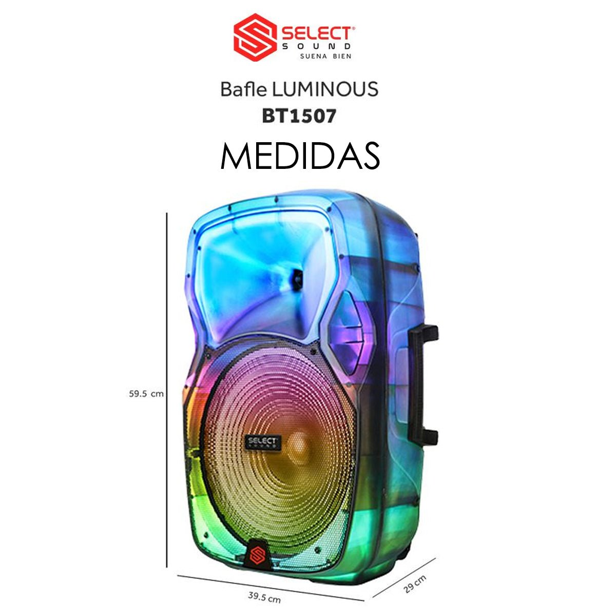 Bocina Bafle Inalámbrica 15" Con Micrófono Y Tripie Luminous BT1507 - Selectsound.com.mx