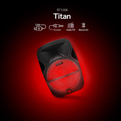 Bocina Bafle Inalámbrica Bluetooth 15" Modelo Titan Radio Fm Tws BT1506 Con Tripie 10w - Selectsound.com.mx