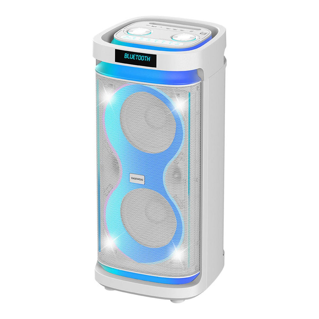 Bocina Bafle Recargable Bluetooth Daewoo 2x8" Modelo Thunder Snow Tws Radio Fm 50w Dw2028w - Selectsound.com.mx