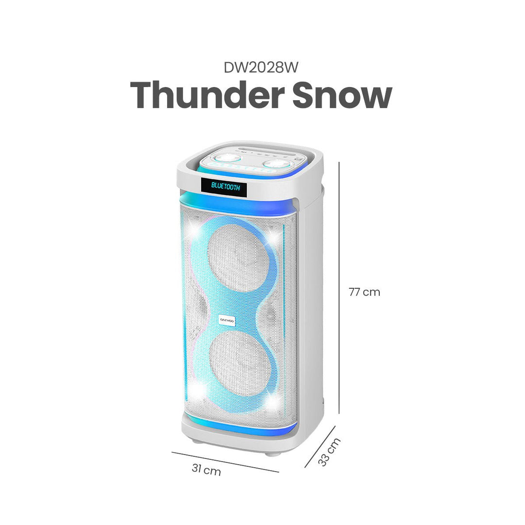 Bocina Bafle Recargable Bluetooth Daewoo 2x8" Modelo Thunder Snow Tws Radio Fm 50w Dw2028w - Selectsound.com.mx
