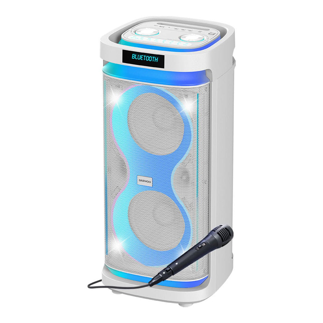 Bocina Bafle Recargable Bluetooth Daewoo 2x8" Modelo Thunder Snow Tws Radio Fm 50w Dw2028w - Selectsound.com.mx