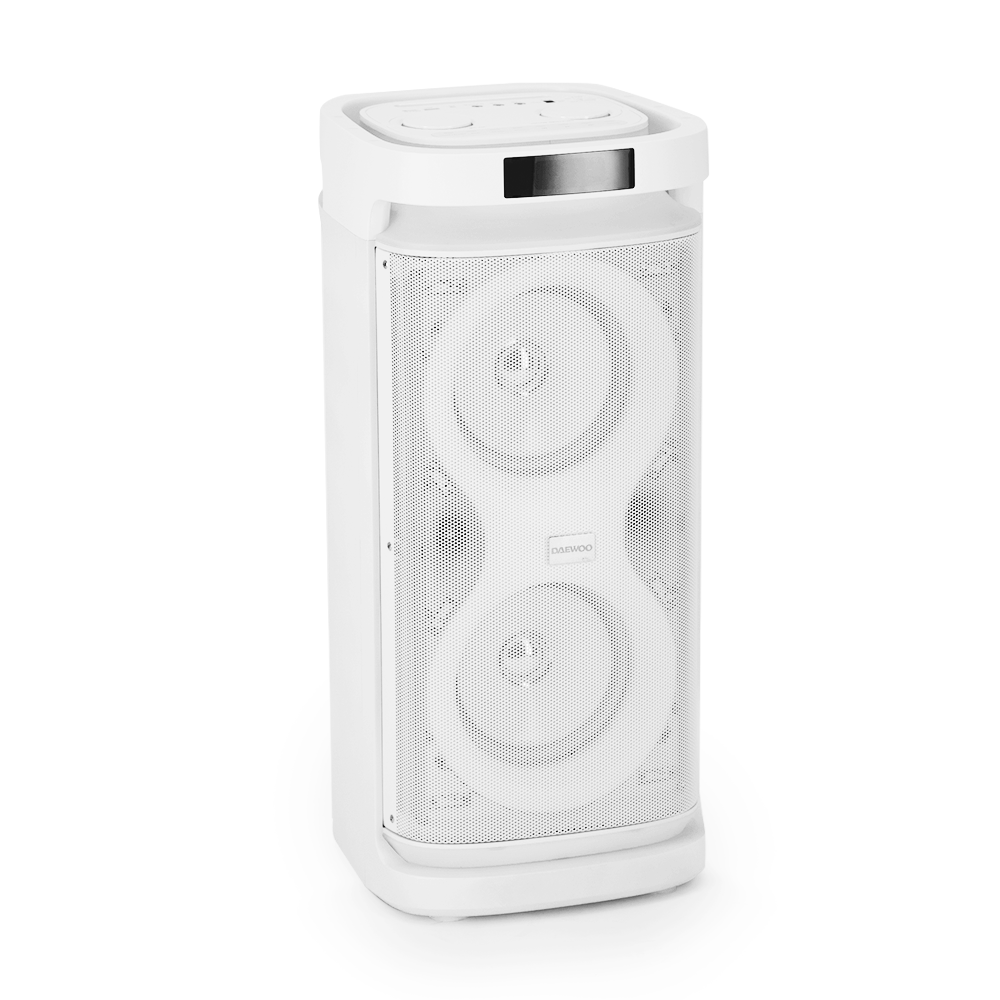 Bocina Bafle Recargable Bluetooth Daewoo 2x8" Modelo Thunder Snow Tws Radio Fm 50w Rms Dw2028w - Selectsound.com.mx