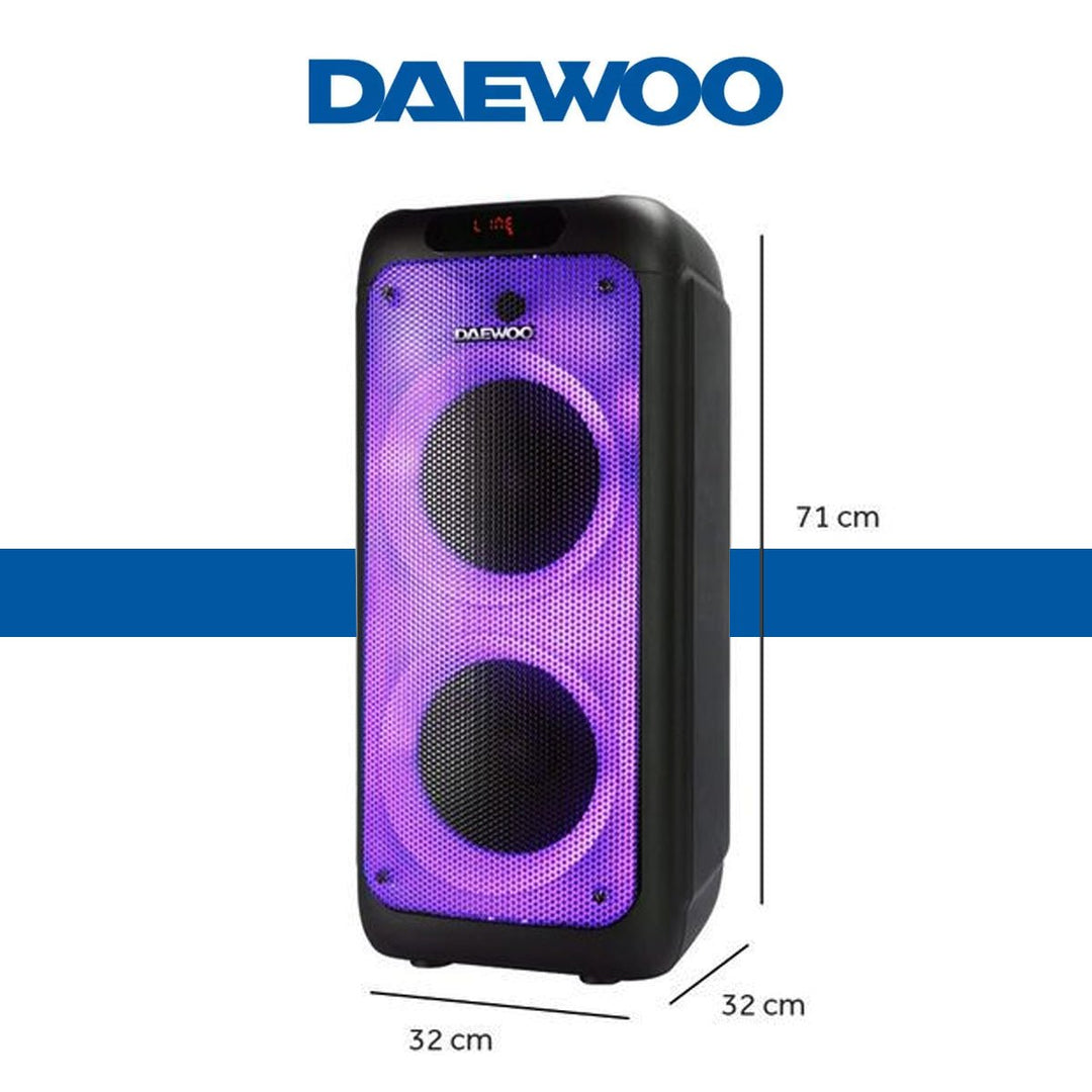 Bocina Bluetooth Daewoo 2x8 Pulgadas Bafle Luz Led radio Fm Tws 80w Rms - Selectsound.com.mx