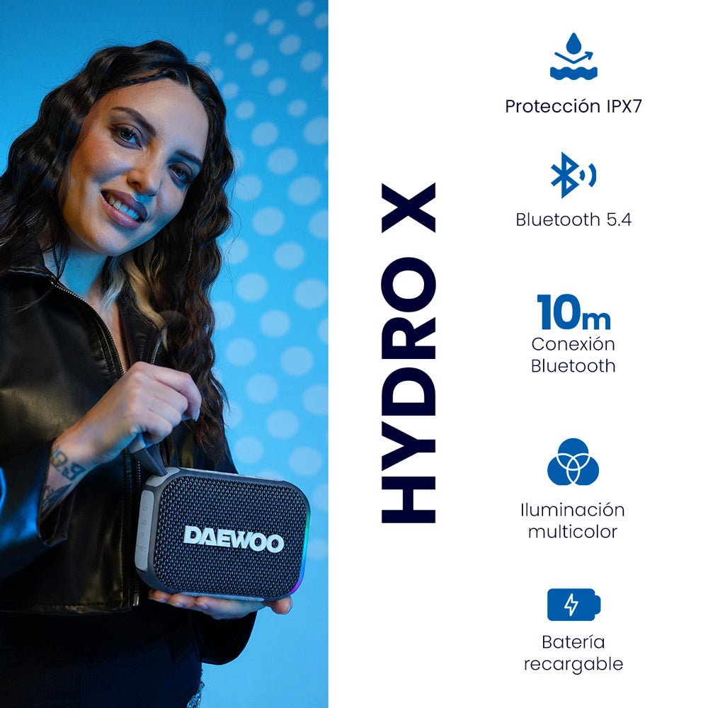 Bocina Bluetooth Daewoo DW200 Hydro X Portátil IPX7 8W - Selectsound.com.mx
