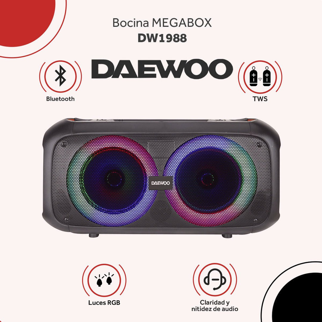 Bocina Bluetooth Daewoo Megabox Con Micrófono Dw1988 Tws - Selectsound.com.mx