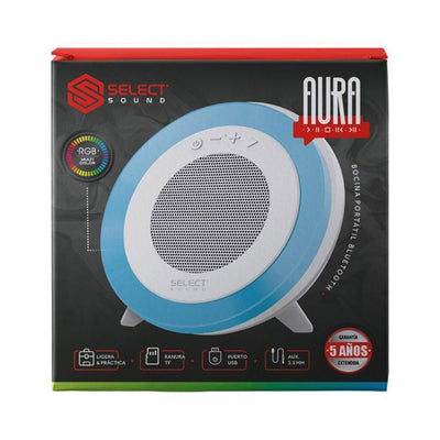 Bocina Bluetooth Portátil Aura Select Sound BT235 Luz Led Rgb - Selectsound.com.mx