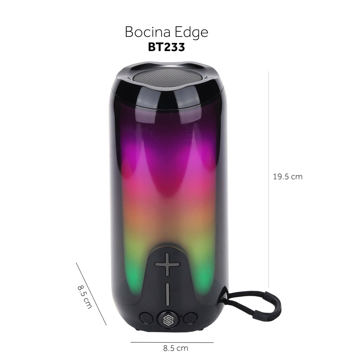 Bocina Bluetooth Portátil Edge Tws Radio Fm Select Sound Luz Led - Selectsound.com.mx