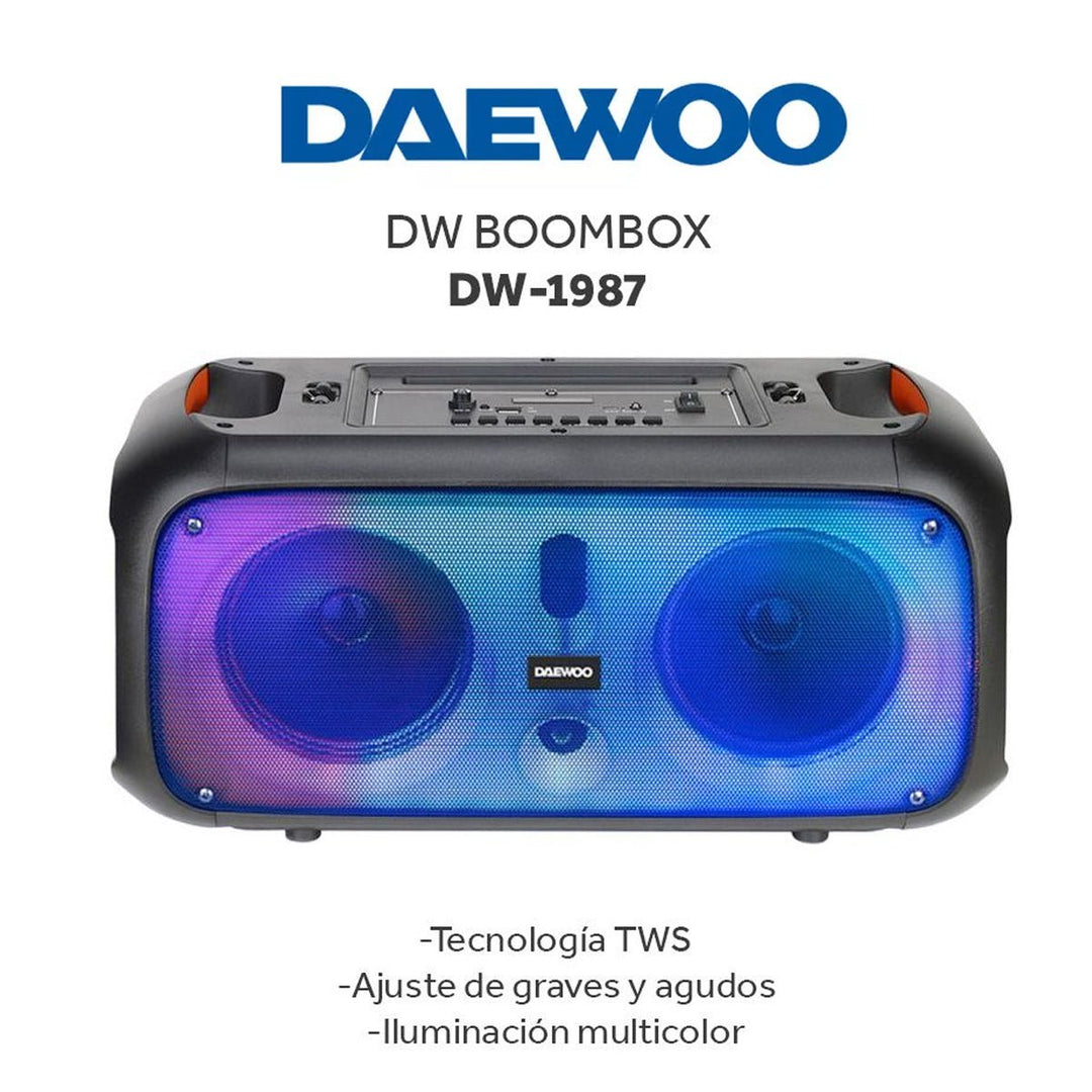 Bocina Bluetooth Recargable 2x6.5 Pulgadas Daewoo Boombox Dw-1987 - Selectsound.com.mx