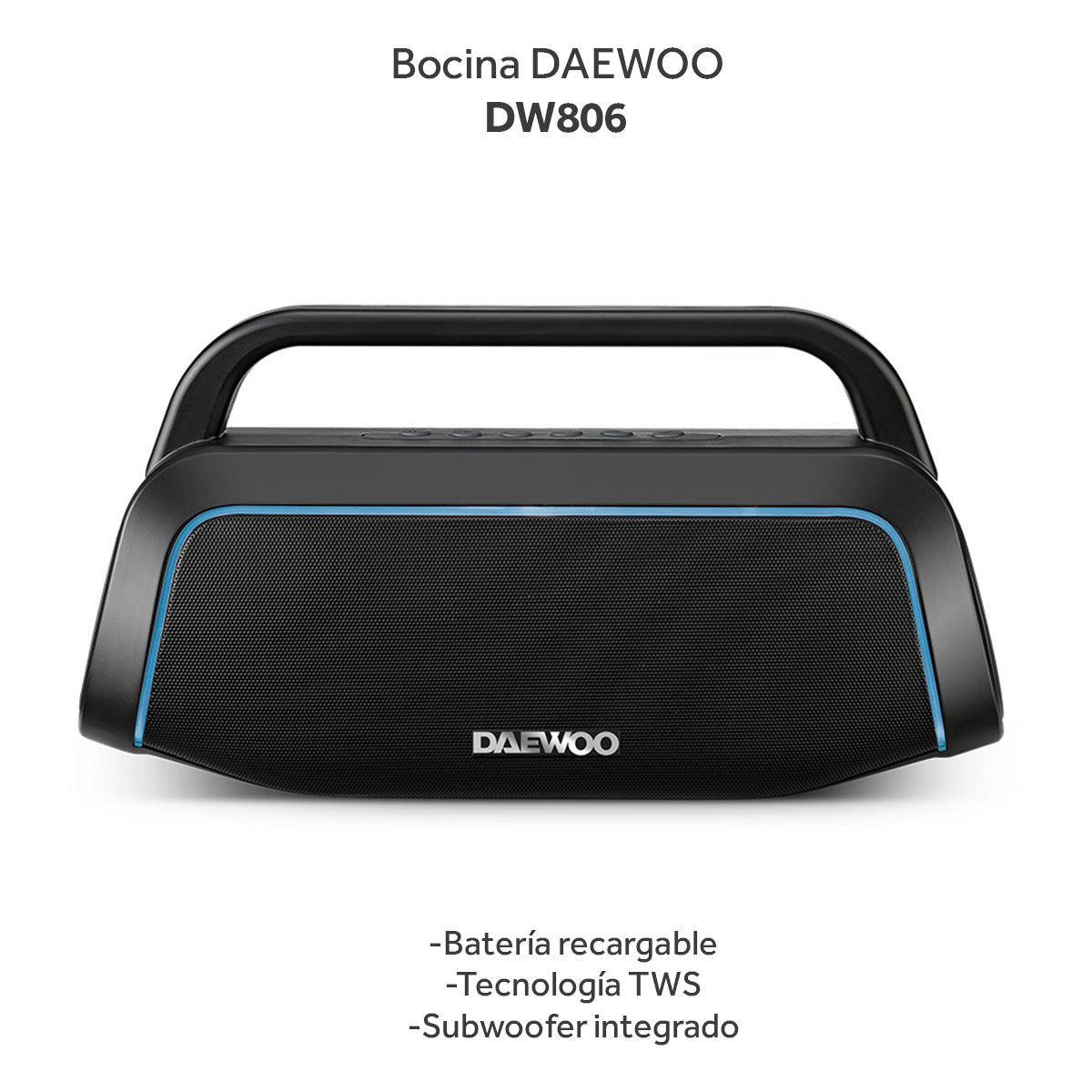 Bocina Bluetooth Recargable Radio Fm Tws Dw-806 Color Negro - Selectsound.com.mx