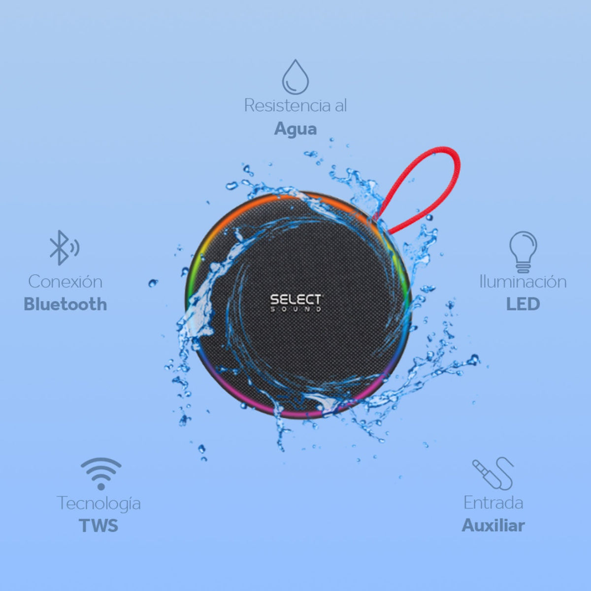 Bocina Inalámbrica Bluetooth Impermeable Modelo Aqua Beats Tws Luz Led Rgb BT236 - Selectsound.com.mx