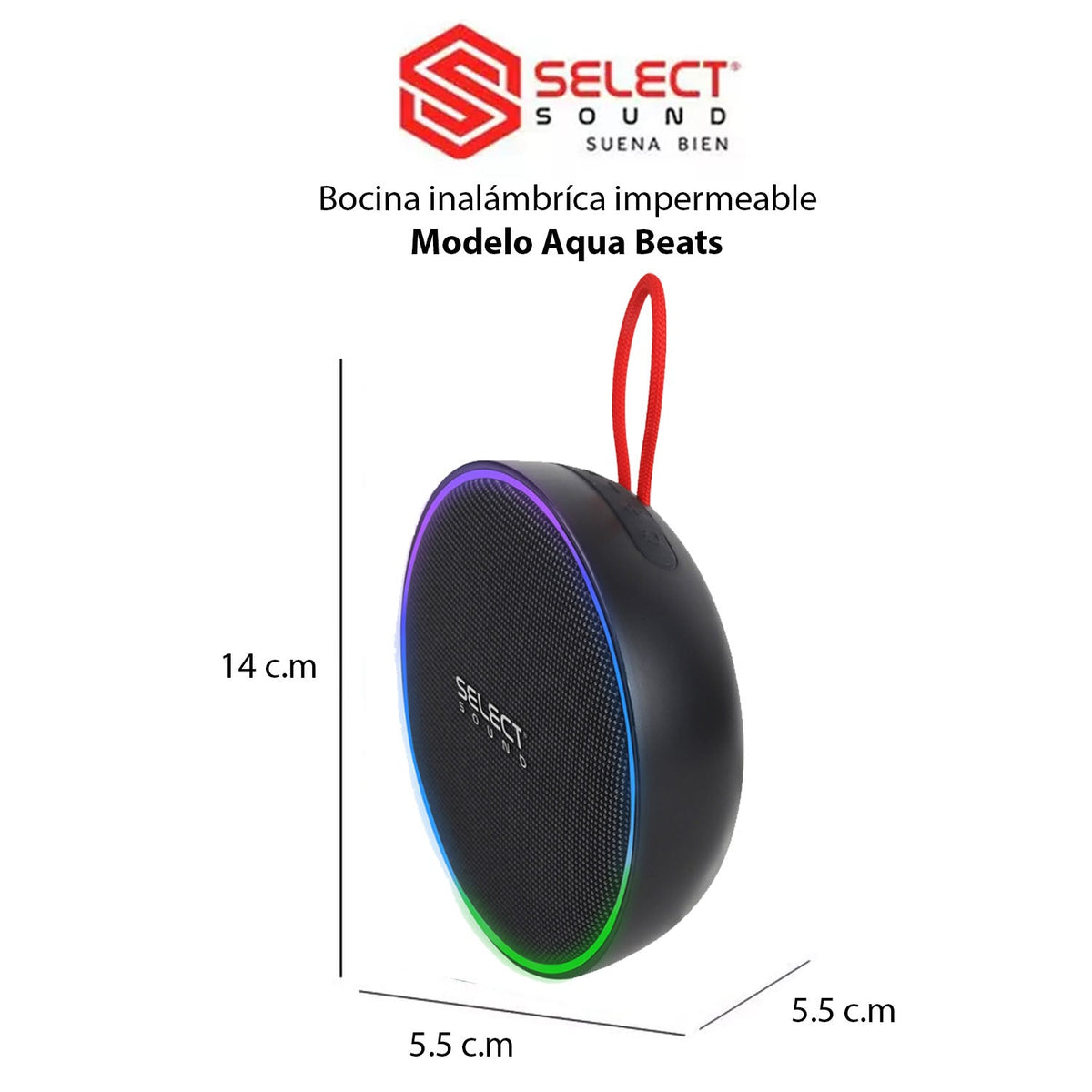 Bocina Inalámbrica Bluetooth Impermeable Modelo Aqua Beats Tws Luz Led Rgb BT236 - Selectsound.com.mx