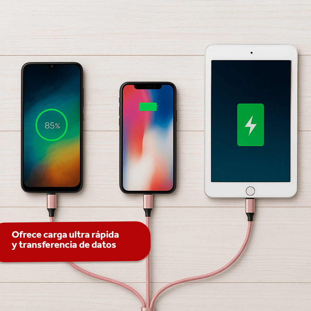 Cable Cargador Usb 4 en 1 Usb Tipo C Micro Usb Ligthning Select Power - Selectsound.com.mx