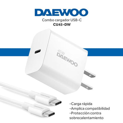 Cargador Turbo Daewoo Carga Rapida Cable Tipo C Usb 45w - Selectsound.com.mx