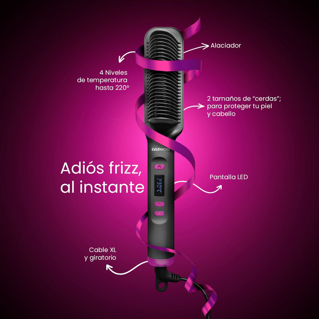 Cepillo Alaciador Peine Térmico Daewoo Glam Flow DW - PA 30w 230° - Selectsound.com.mx