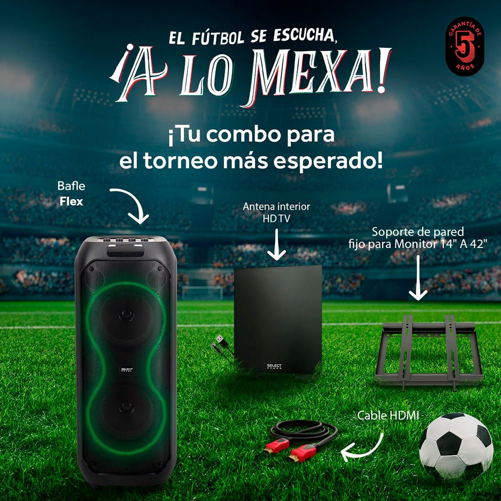 Combo Bafle BT2028 Antena Digital ANT03 - SP Cable HDMI - 03 DE 1.5mts Soporte SOP - 02 para pantalla o monitor14" a 42" - Selectsound.com.mx