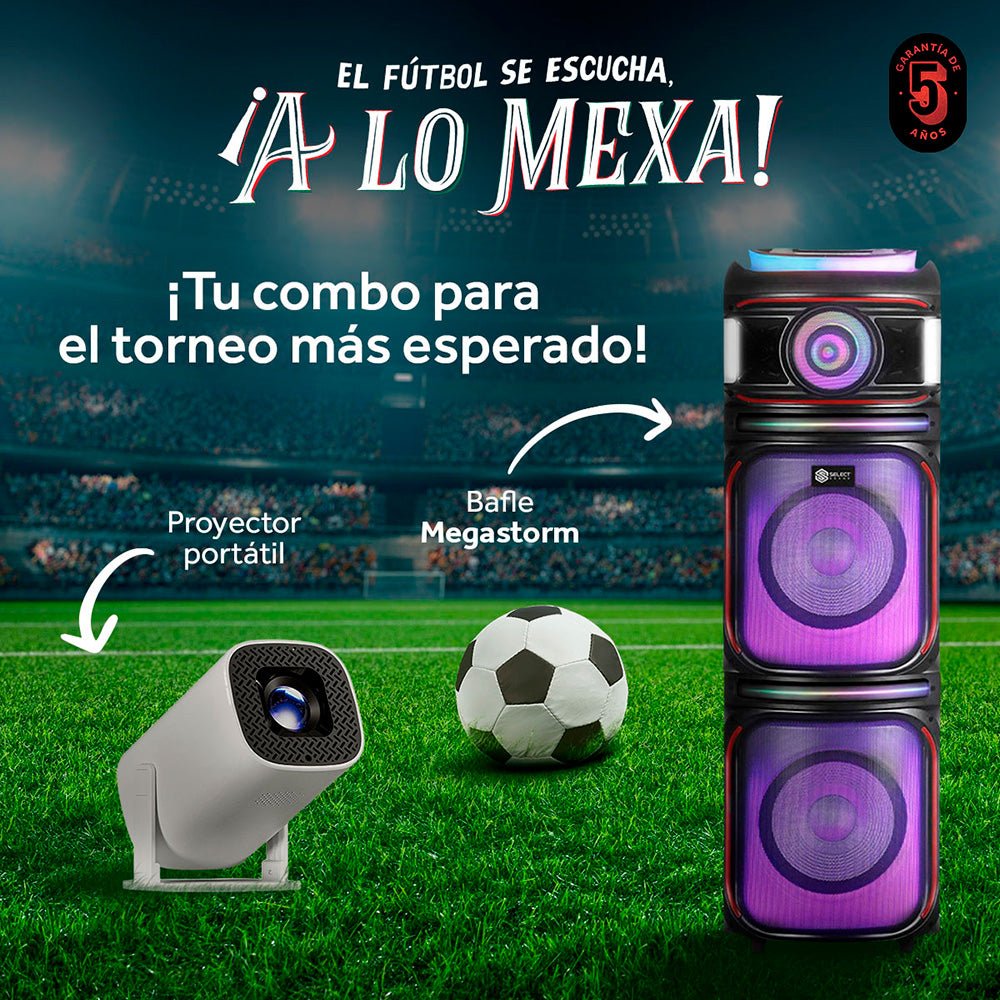 Combo Bafle Recargable Bluetooth BT2212 Megastorm y Proyector Portátil PROJ - SP Wifi Bluetooth Resolución HD - Selectsound.com.mx