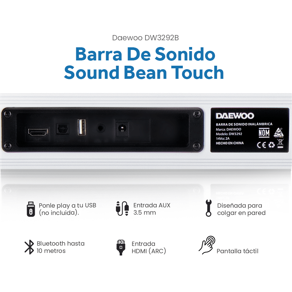 Combo Barra De Sonido Sound Bean DW3292 Bluetooth Touch y Proyector Portátil PROJ - SP Wifi Bluetooth Resolución HD - Selectsound.com.mx