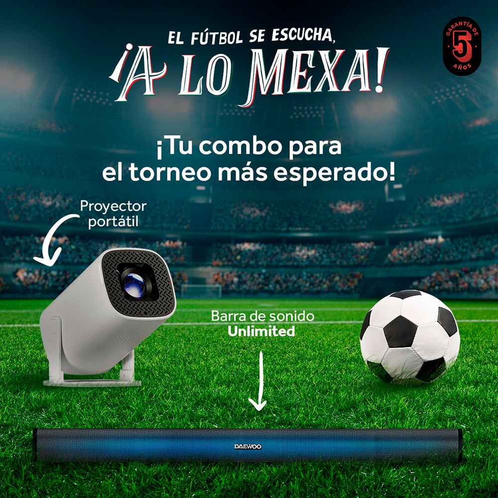 Combo Barra De Sonido Unlimited DW3291 Inalámbrica Bluetooth y Proyector Portátil PROJ - SP Wifi Bluetooth Resolución HD - Selectsound.com.mx
