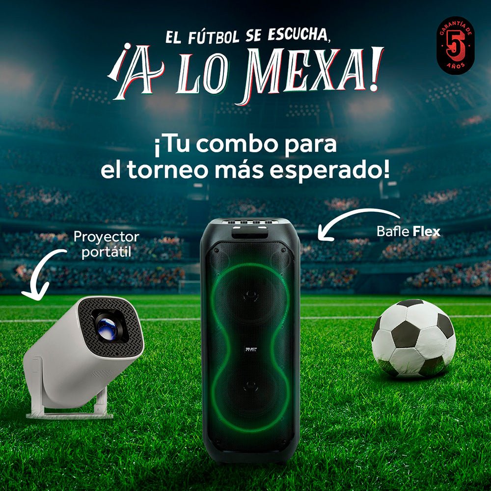 Combo Bocina Bafle Select Sound BT2028 Flex Bluetooth y Proyector Portátil PROJ - SP Wifi Bluetooth Resolución HD - Selectsound.com.mx
