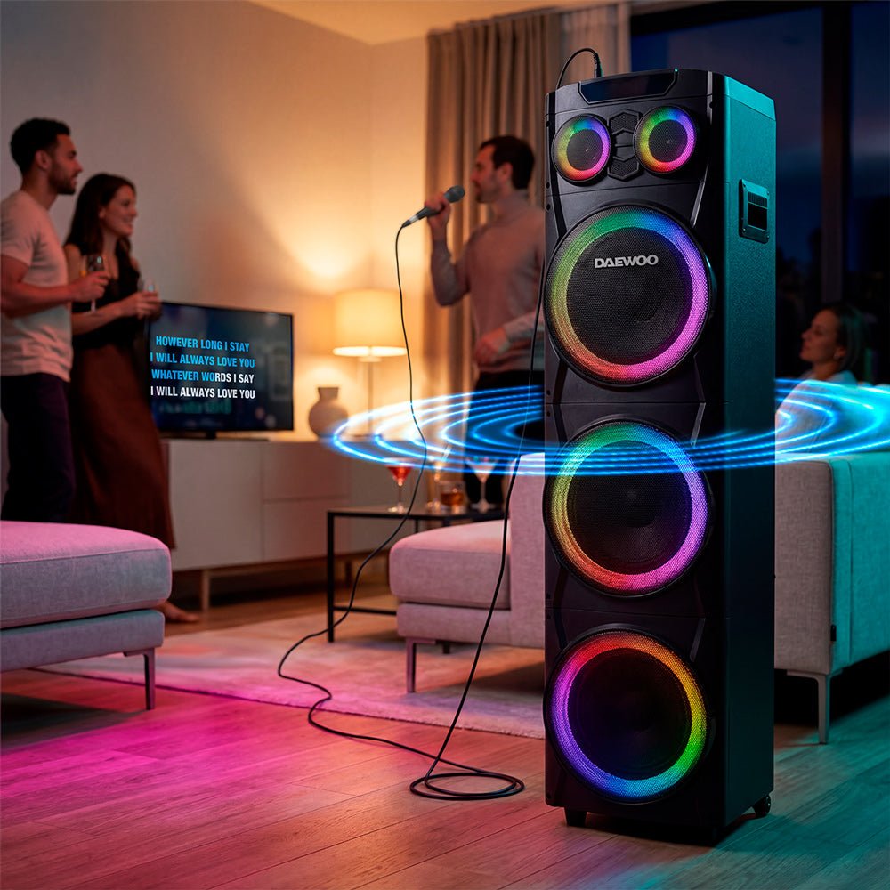 Combo Bocina Bafle Torre De Sonido Kingdom Daewoo DW2022 y Proyector Portátil PROJ - SP Wifi Bluetooth Resolución HD KIT - MUN13 - Selectsound.com.mx