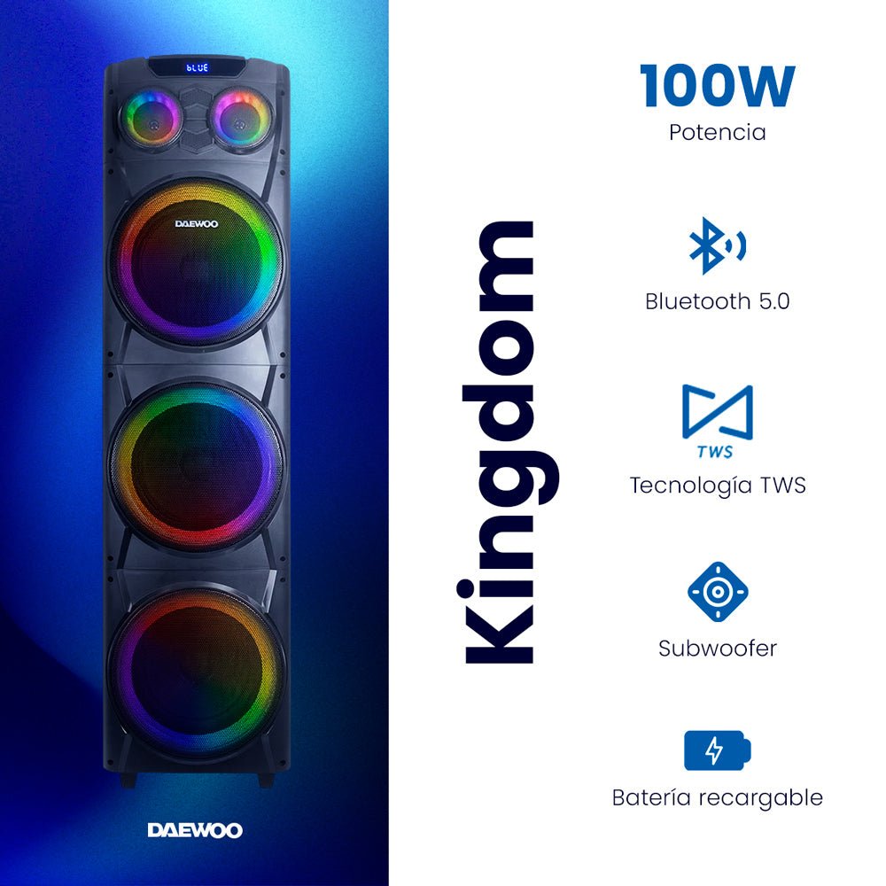 Combo Bocina Bafle Torre De Sonido Kingdom Daewoo DW2022 y Proyector Portátil PROJ - SP Wifi Bluetooth Resolución HD KIT - MUN13 - Selectsound.com.mx