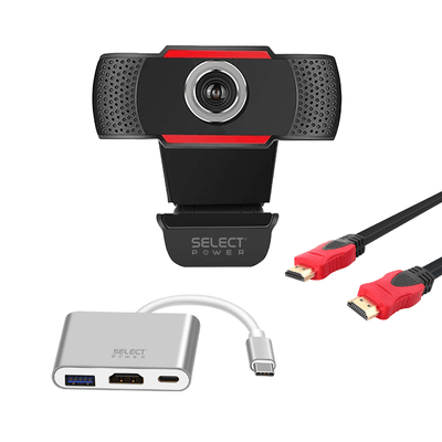 Combo para Videollamadas Select Sound Webcam HD Cam - sp + Adaptador USB - C a HDMI ADAPC - SP + Cable HDMI 4K HDMI - 03 - Selectsound.com.mx