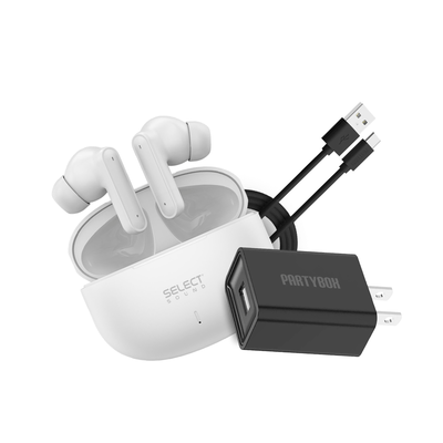 Combo Select Sound Audífonos Inalámbricos BTH043 Bluetooth Cable De Carga C6 - PB USB a Tipo C y Cubo Cargador De Pared Usb CU - PDQ - Selectsound.com.mx