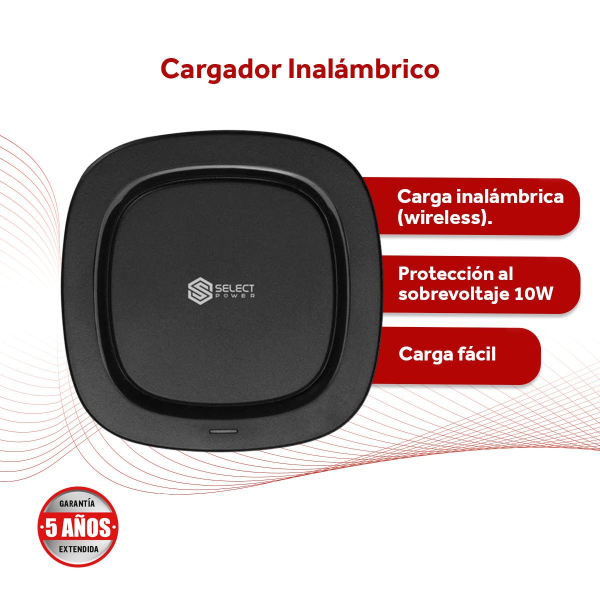 Combo Select Sound Bocina Bluetooth BT234 Portátil con Luces LED + Cargador Inalámbrico W1 - SPN de Carga Rápida - Selectsound.com.mx