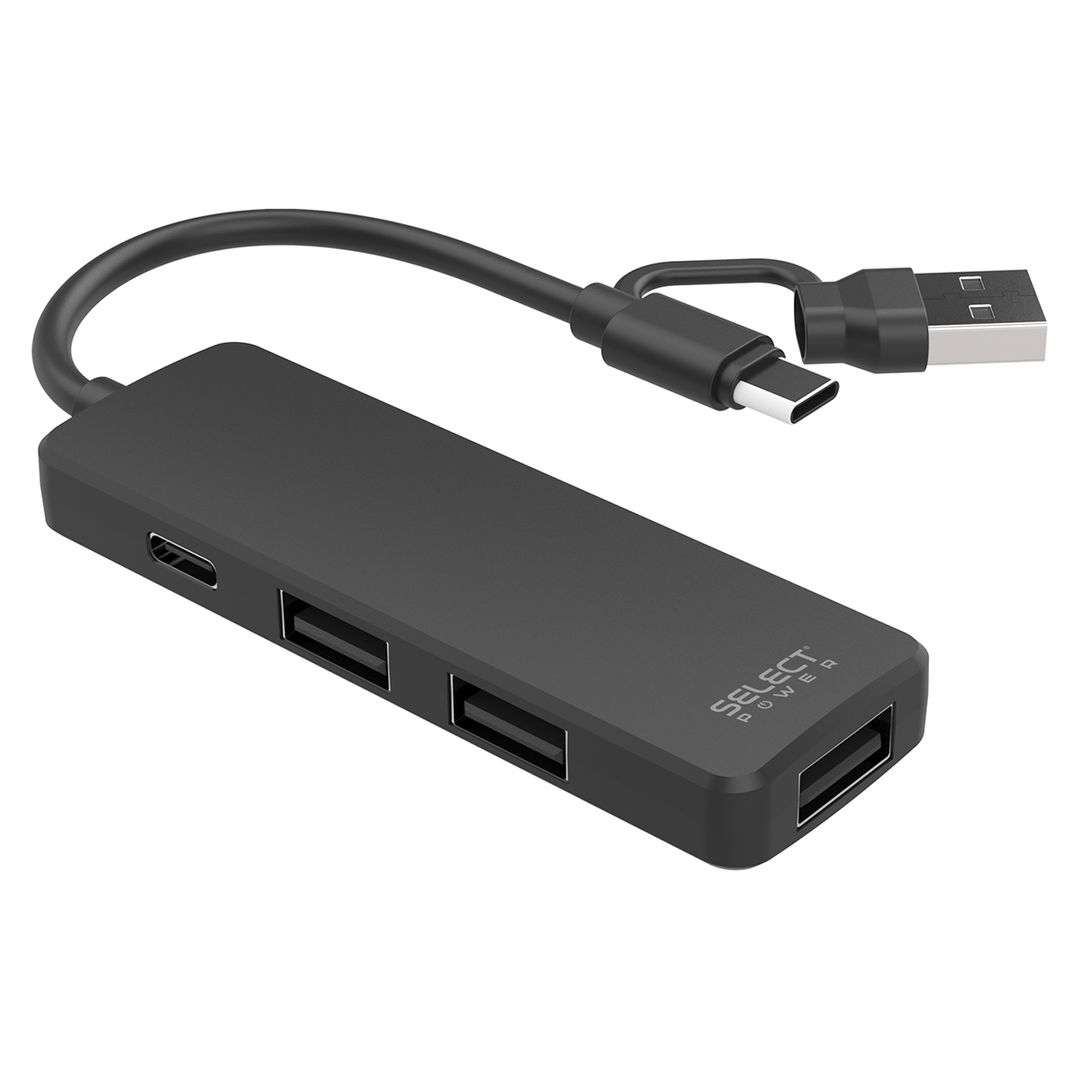 Combo Select Sound Hub USB‑C ADAPU - SP 4 Puertos + Audífonos Inalámbricos BTH020V Bluetooth Colors - Selectsound.com.mx