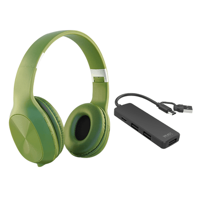 Combo Select Sound Hub USB‑C ADAPU - SP 4 Puertos + Audífonos Inalámbricos BTH020V Bluetooth Colors - Selectsound.com.mx