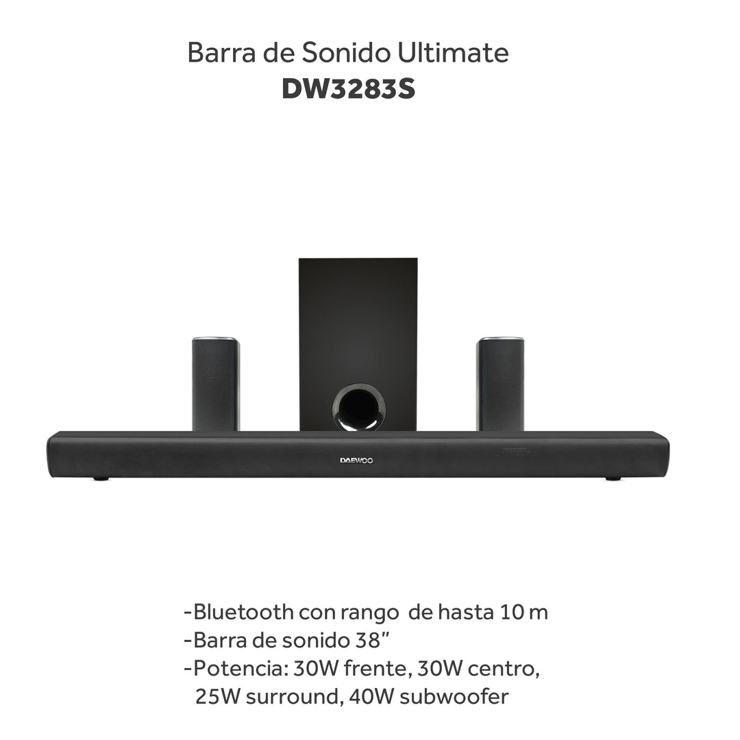 Combo Tv Stick STICK - SP Streaming Control de Voz 4k Ultra HD Soporte De Pared SOP - 02 Fijo Para Pantalla - Monitor 14" A 42" Barra De Sonido Teatro En Casa Con Subwoofer Daewoo Ultimate Bluetooth 5.1 DW3283S KIT - MUN26 - Selectsound.com.mx