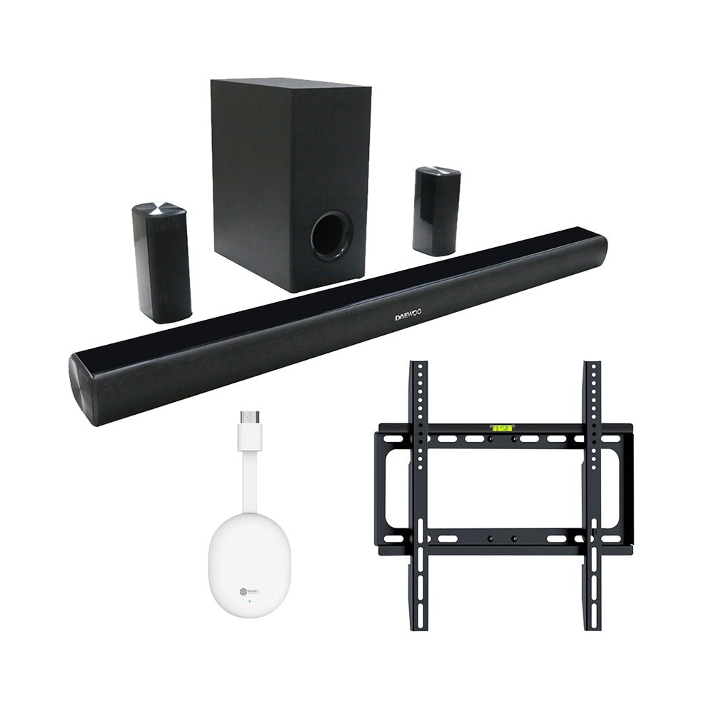 Combo Tv Stick STICK - SP Streaming Control de Voz 4k Ultra HD Soporte De Pared SOP - 03 Fijo Para Pantalla - Monitor 24" A 60" Barra De Sonido Teatro En Casa Con Subwoofer Daewoo Ultimate Bluetooth 5.1 DW3283S KIT - MUN27 - Selectsound.com.mx