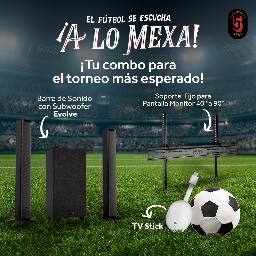 Combo Tv Stick STICK - SP Streaming Control de Voz 4k Ultra HD Soporte De Pared SOP - 05 Fijo Para Pantalla - Monitor 40" A 90" Barra De Sonido Envolve BT3283 KIT - MUN24 - Selectsound.com.mx