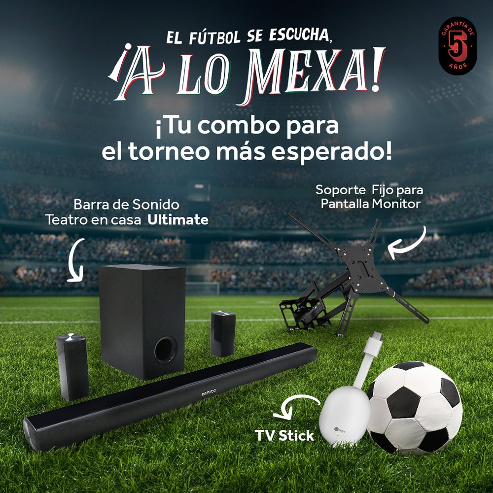 Combo Tv Stick STICK - SP Streaming Control de Voz 4k Ultra HD Soporte De Pared SOP - 06 Articulado Para Pantalla - Monitor 42" A 90" Barra De Sonido Teatro En Casa Con Subwoofer Daewoo Ultimate Bluetooth 5.1 DW3283S KIT - MUN30 - Selectsound.com.mx