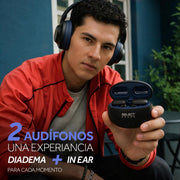 Kit 2 Audífonos Select Sound BT-KIT02N TWS + Diadema Bluetooth Negro - Selectsound.com.mx