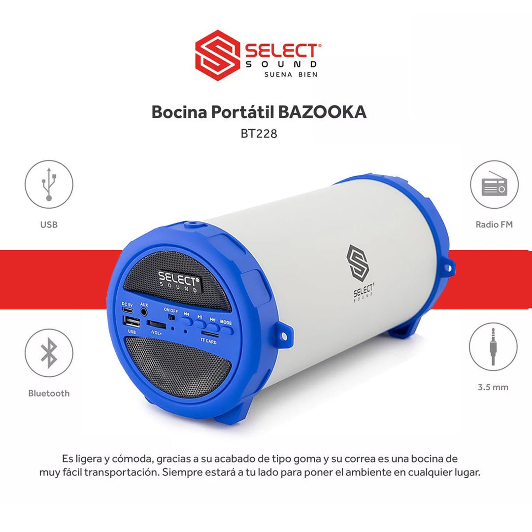 Kit 2 Bocinas Bluetooth Portátil Bt228 Subwoofer Modelo Bazooka Radio Fm Tws - Selectsound.com.mx