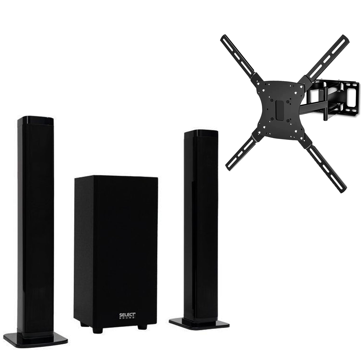 Kit Barra De Sonido Teatro En Casa Modelo Space + Soporte Articulado Para Tv/Pantalla De 42"a 90" Pulgadas - Selectsound.com.mx
