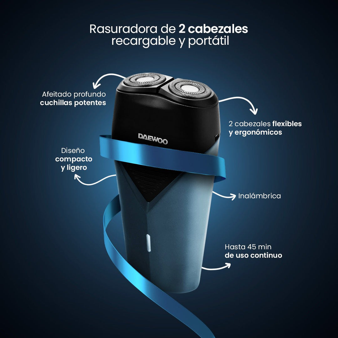 Kit Depiladora Corporal Inalámbrica Recargable 3 en 1 DW - DGS2 + Rasuradora Eléctrica Recargable Portátil Usb 2 Cabezales DW - RS1 - Selectsound.com.mx