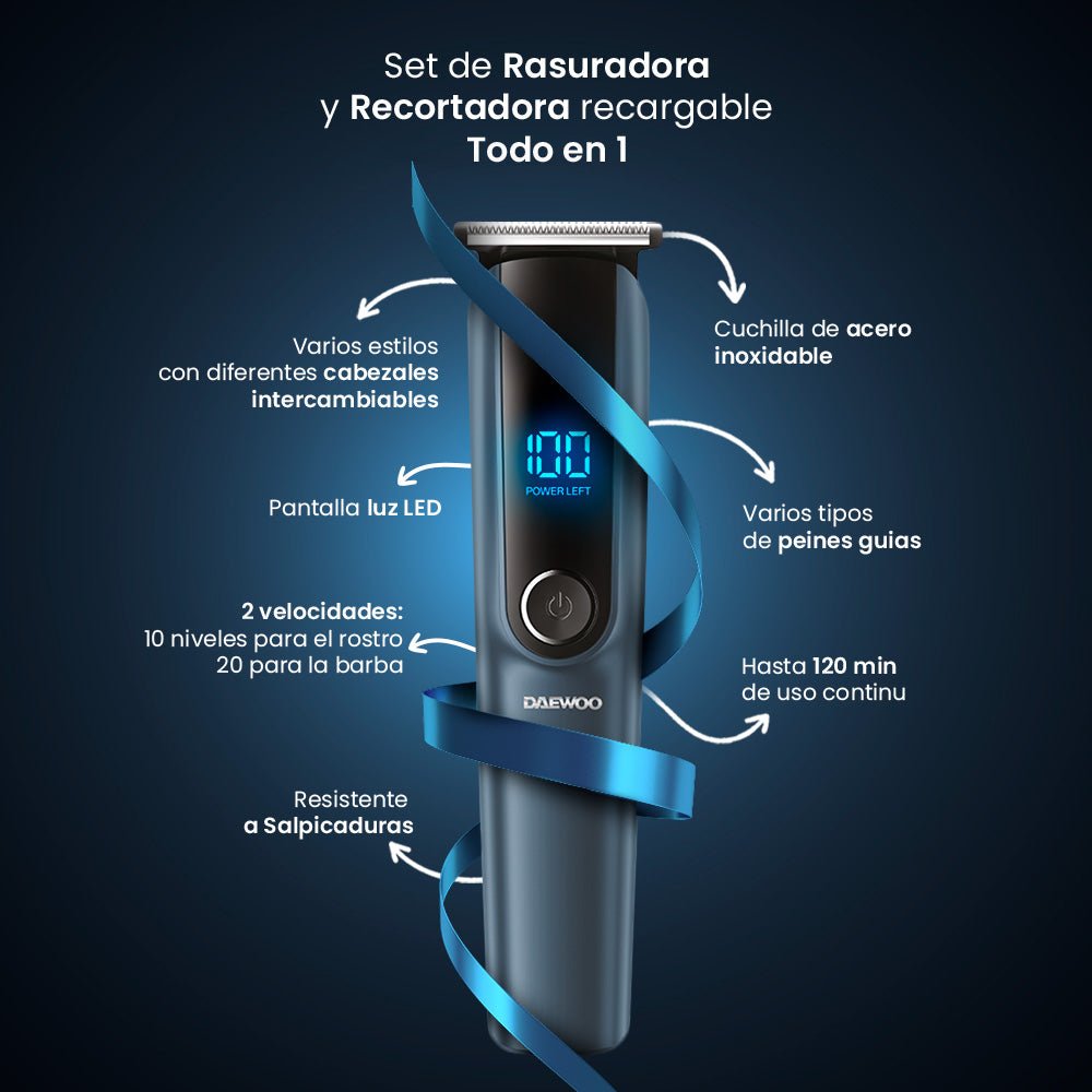 Kit Maquina Rasuradora Cortadora 3 Velocidades Todo En Uno Modelo DW - RECST 5w - Selectsound.com.mx
