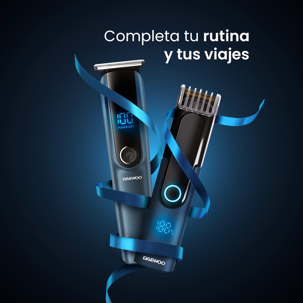 Kit Maquina Rasuradora Cortadora 3 Velocidades Todo En Uno Modelo DW - RECST 5w + Rasuradora Recargable Portátil 2 Velocidades DW - REC1 Daewoo - Selectsound.com.mx
