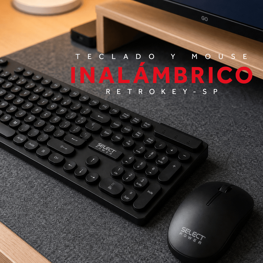 Kit Teclado y Mouse Inalámbrico Select Sound Retrokey-SP USB 105 Teclas - Selectsound.com.mx