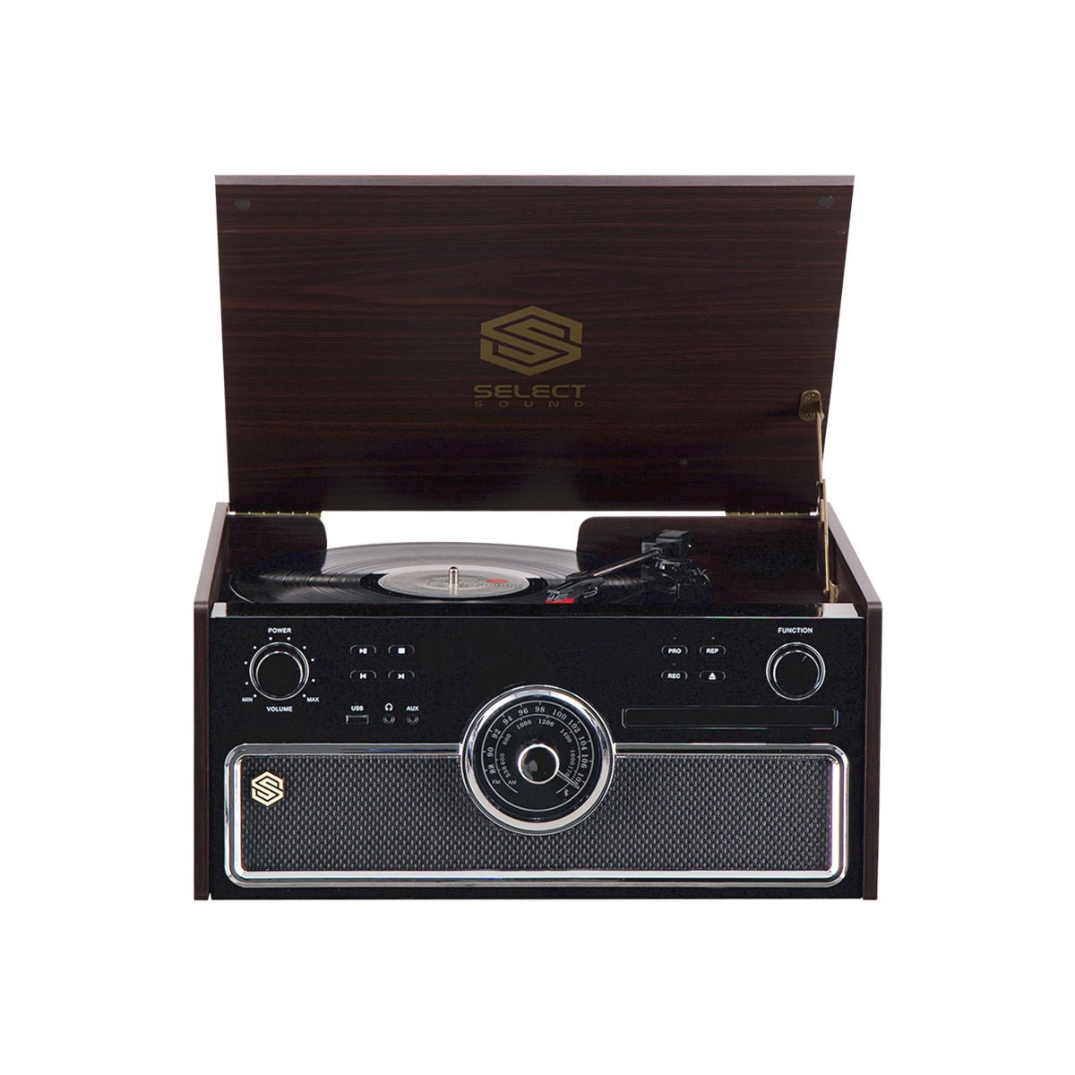Minicomponente Select Sound Harmony BT9250 Tornamesa Bluetooth 5.0 CD USB AM/FM - Selectsound.com.mx