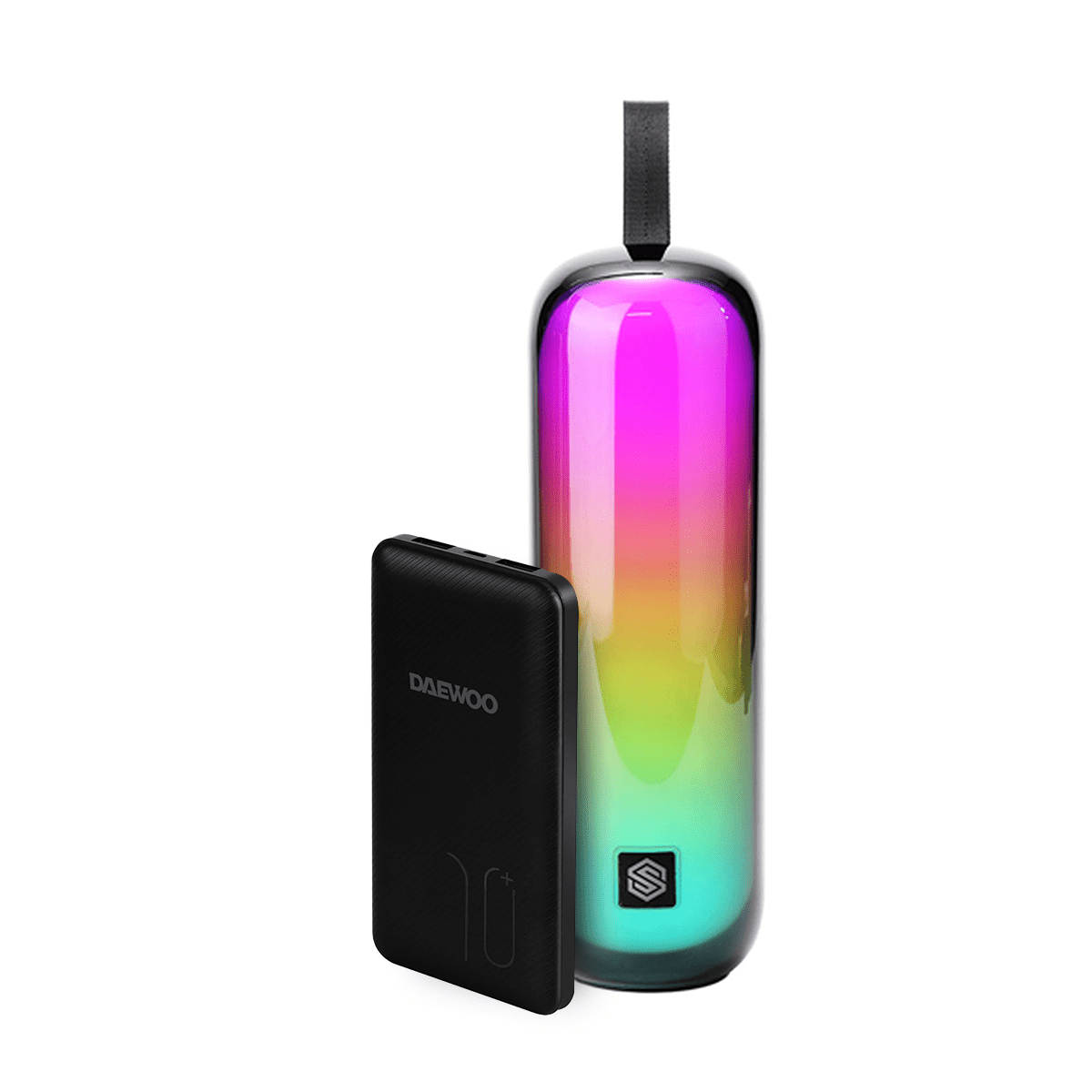 Paquete Power Bank PB10 - DW Bateria Portátil Daewoo 10,000mAh con Bocina Bluetooth BT232 Portátil Recargable Nova Luz Led Radio Fm Tws Potencia 7w Rms - Selectsound.com.mx