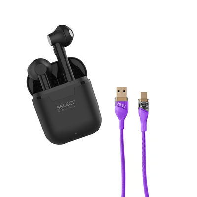 🎧⚡ Paquete Select Sound Audífonos BTH035N Inalámbricos Bluetooth Pocket Tws y Cable Cargador CCR - SPM Usb A Tipo C Indicador Led 1.2mts - Selectsound.com.mx