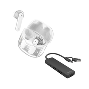 Paquete Select Sound Audífonos inalámbricos BTH040B Crystal + Hub USB‑C ADAPU - SP 4 puertos 🎧🔌 - Selectsound.com.mx