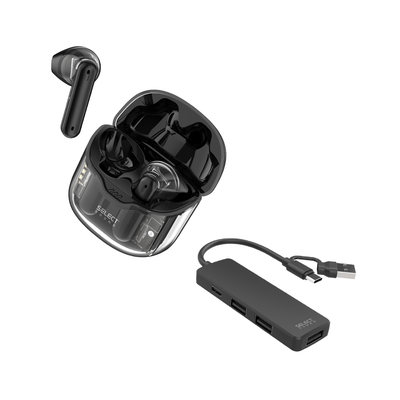 Paquete Select Sound Audífonos inalámbricos BTH040N Crystal + Hub USB‑C ADAPU - SP 4 puertos 🎧🔌 - Selectsound.com.mx