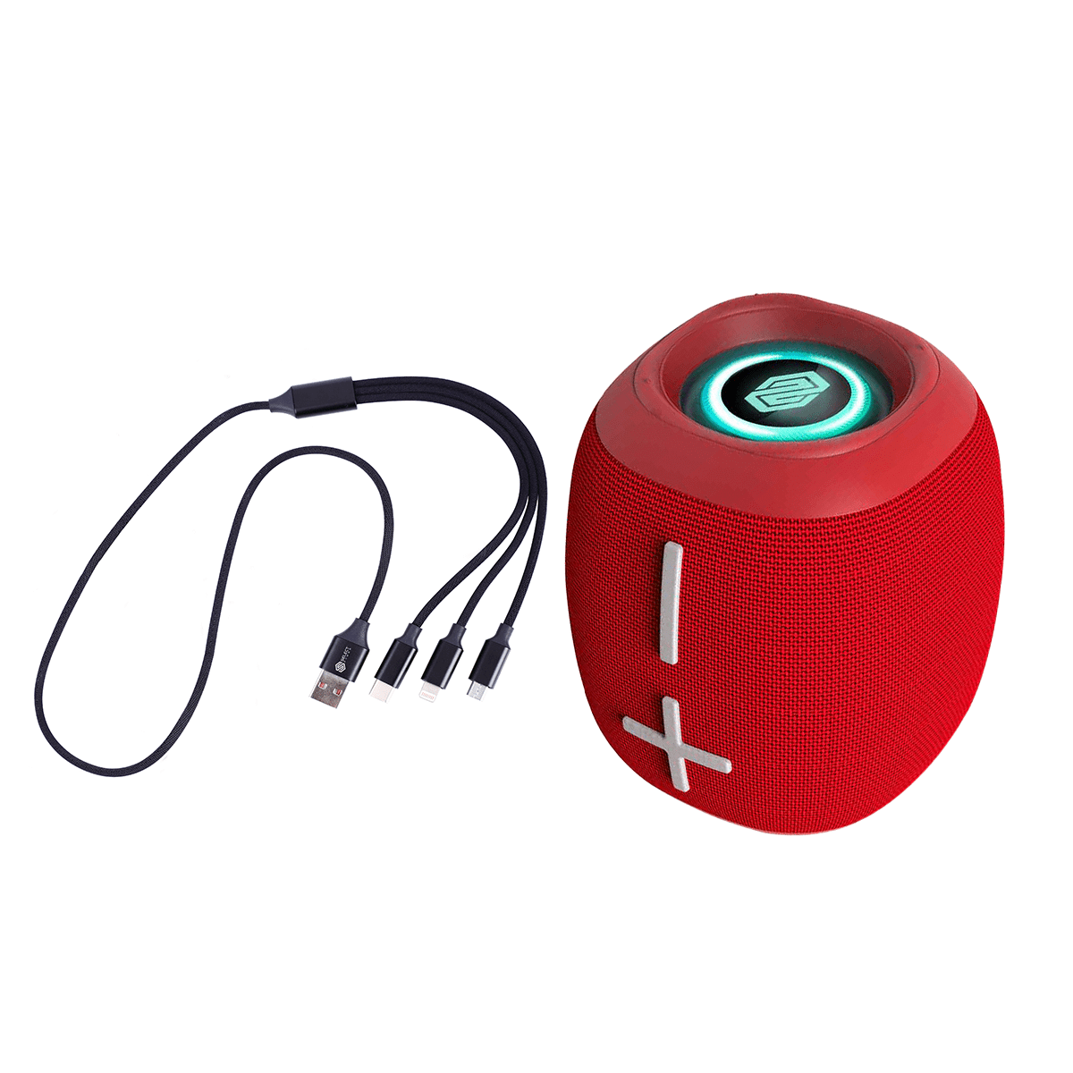Paquete Select Sound Mini Bocina BT230R Bluetooth Inalámbrica Boom Radio Fm Tws Recargable Usb Luz Led y Cable De Datos 3IN1 - SP Carga Usb 3 En 1 V8 Tipo C Lightning - Selectsound.com.mx